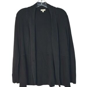 Talbots Knit Open Front Cardigan Sweater Black Long Sleeve Comfortable Classic S